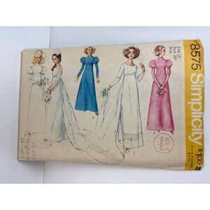 Simplicity 8575 Womens Size 12 Vintage Sewing Pattern Wedding/Bridesmaid Dress 1